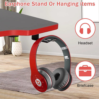 47 Inch Gaming Desk Z-Shaped Computer Desk Home Office Desk with Headphone Hook, Red